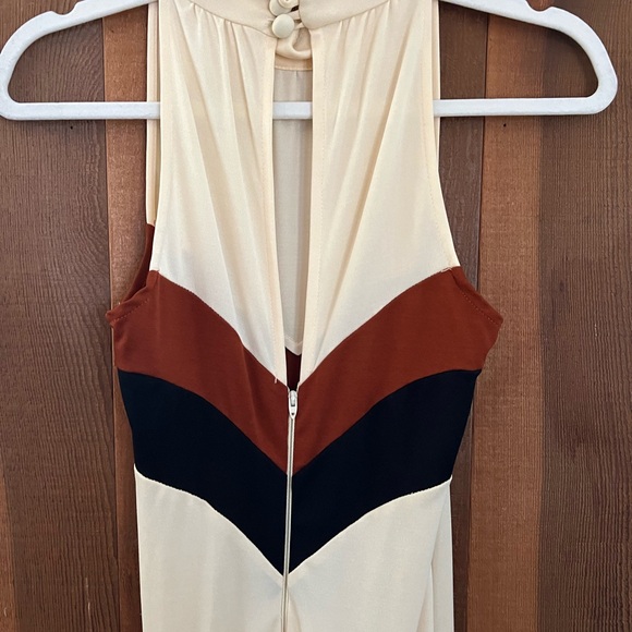 Incredible Vintage 70s Handmade Chevron Maxi Dress Gown - Picture 5 of 9